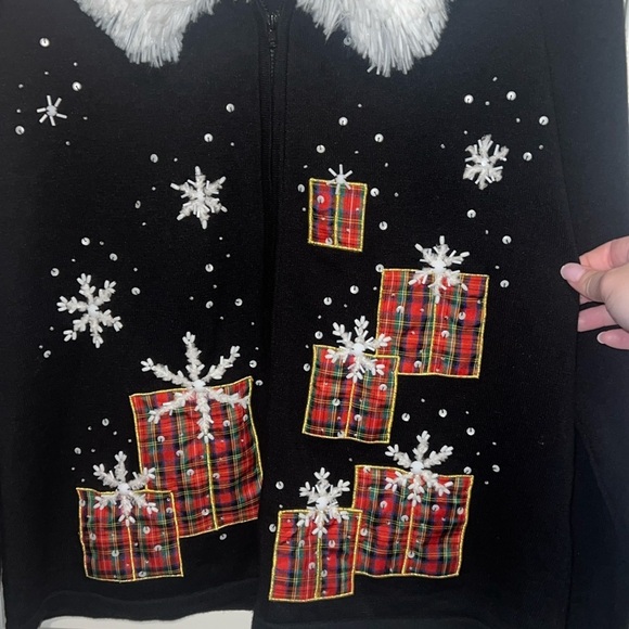 Jack B. Quick Holiday Vintage Light zip up jacket w Faux fur collar snow size L - Picture 3 of 7